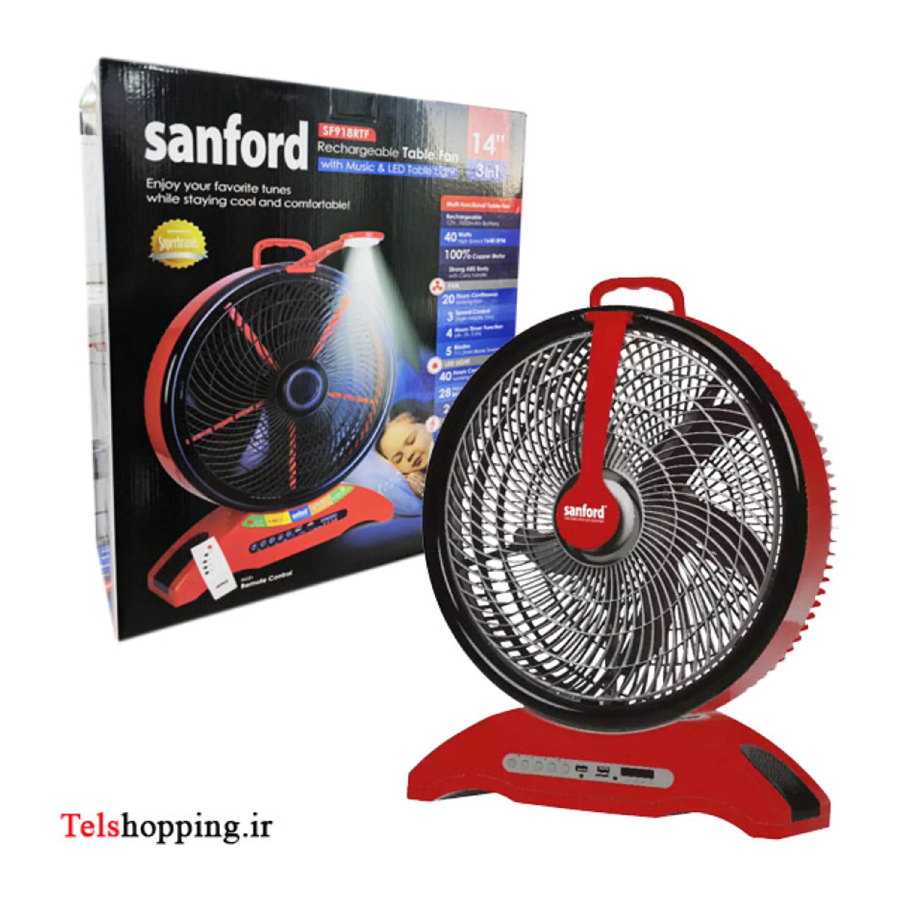 پنکه شارژی سانفورد مدل 918